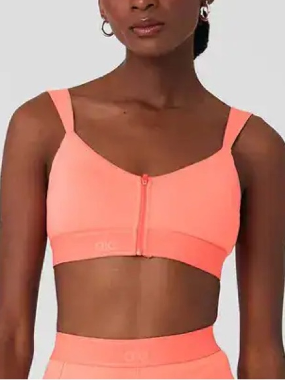 Alo Yoga Front Zip Sports Bra - Coral Pink - Size XS / Like New